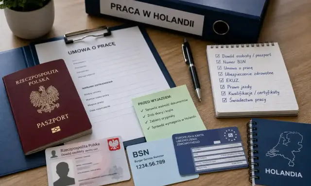 Dokumenty do pracy w Holandii: paszport, dowód, umowa, BSN, EKUZ. Lista kontrolna przed wyjazdem.