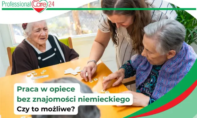 Opiekunki grają w gry planszowe z seniorami. Czy praca w opiece w Niemczech bez języka jest możliwa?