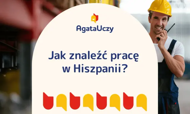 Uśmiechnięty pracownik w kasku i ogrodniczkach z krótkofalówką. Jak znaleźć pracę w Hiszpanii? AgataUczy.