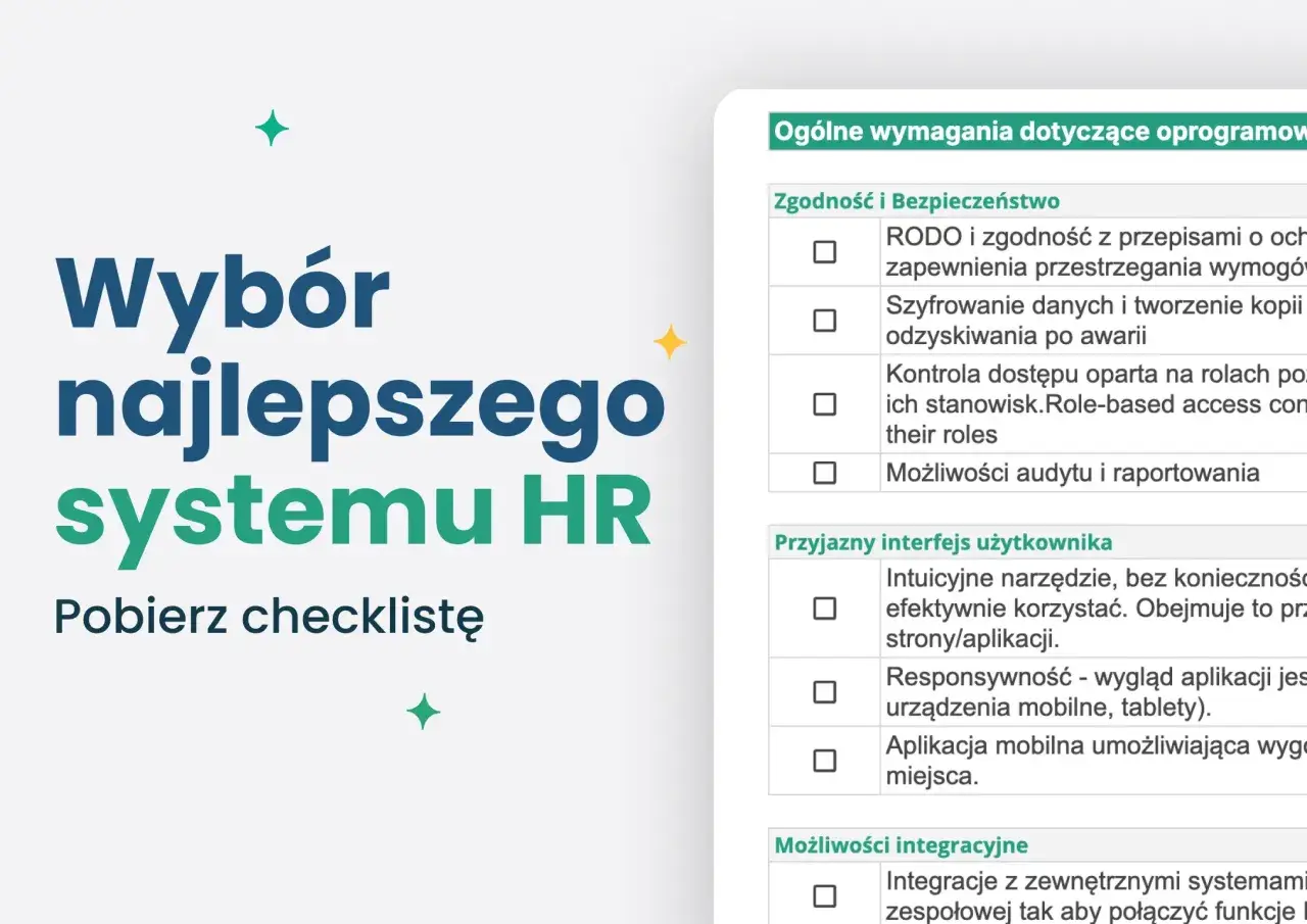 Wybór najlepszego systemu HR: checklistę do pobrania, która pomoże ocenić zgodność, bezpieczeństwo i interfejs użytkownika.